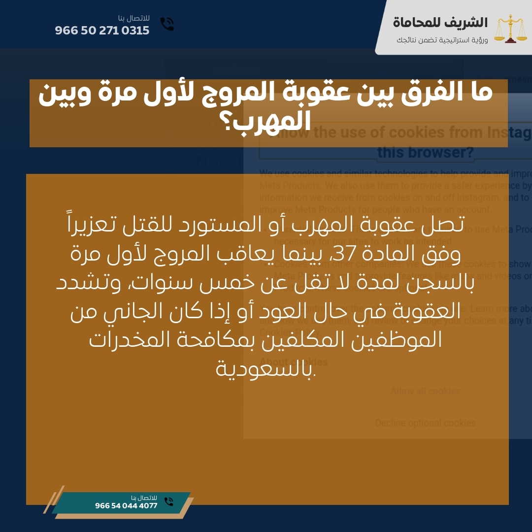 ما الفرق بين عقوبة المروج لأول مرة وبين المهرب؟ ما الفرق بين عقوبة المروج لأول مرة وبين المهرب؟