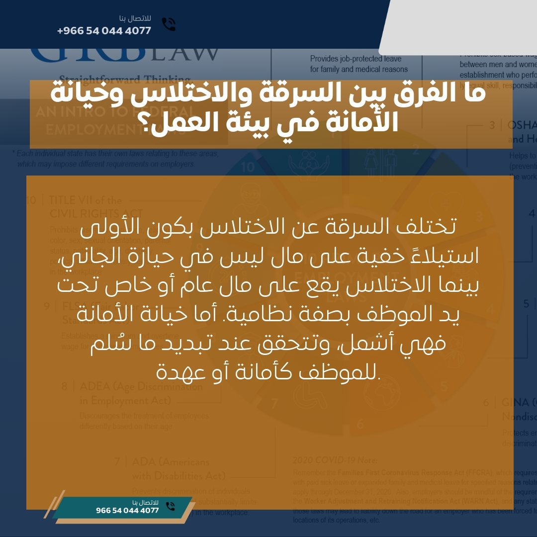 ما الفرق بين السرقة والاختلاس وخيانة الأمانة في بيئة العمل؟ ما الفرق بين السرقة والاختلاس وخيانة الأمانة في بيئة العمل؟