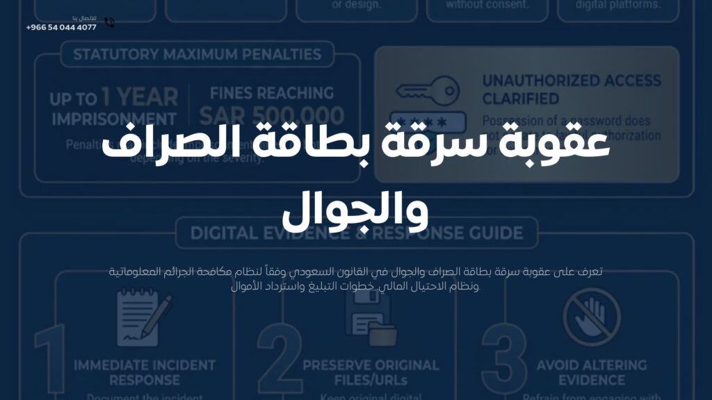 عقوبة سرقة بطاقة الصراف والجوال في السعودية 2026 | دليل شامل